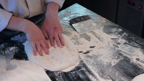 Preparing the basis for Roman pizza Video stock 129465387