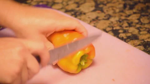 Preparing Bell Pepper Stock Footage 63457365