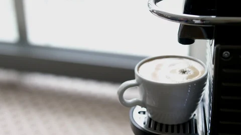 Preparing black coffee with coffee machine. Closeup of making espresso. Stock Footage 125170515