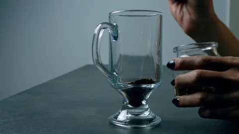 Preparing black coffee. Pouring a cup of coffee. Stock Footage 112226297