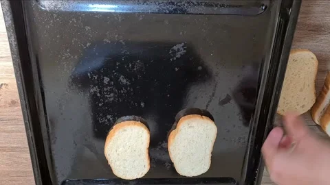 Preparing the bread for the bruschetta Stock Footage 160674921