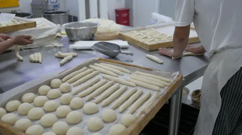 Preparing Bread Products Stock Footage 51331100