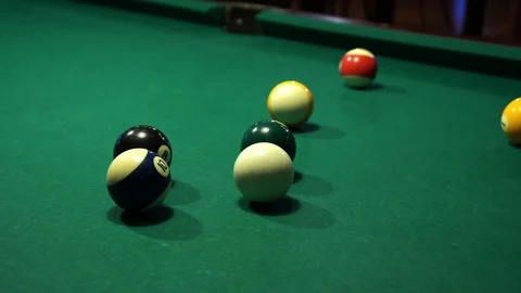 Preparing to break spheres into the pool pocket. Stock Footage 92818632