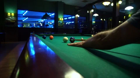 Preparing to break spheres into the pool pocket. Stock Footage 92818643