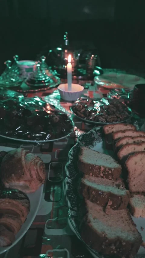 Preparing breakfast for Eid al-Fitr, moroccan food Video stock 303965595