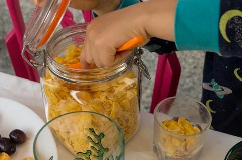 Preparing breakfast Stock Photos