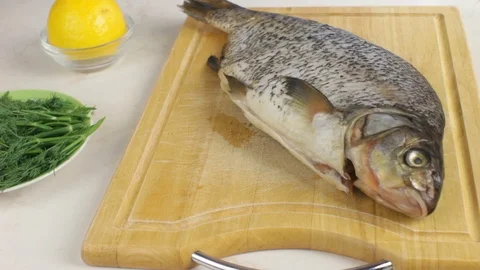 Preparing Bream Fish For Cooking Stock Footage 87269970