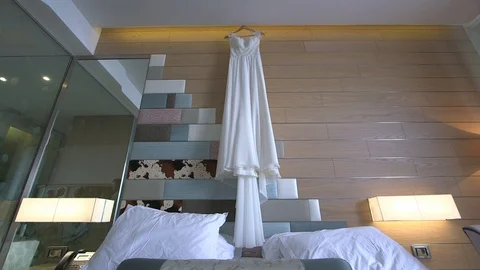 Preparing the bride for the wedding in hotel suite Stock Footage 94167059