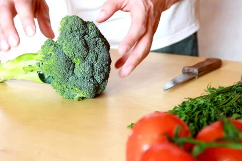 Preparing Broccoli Stock Footage