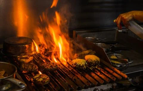 Preparing burger patties Stock Photos