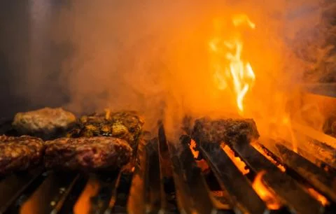 Preparing burger patties Stock Photos