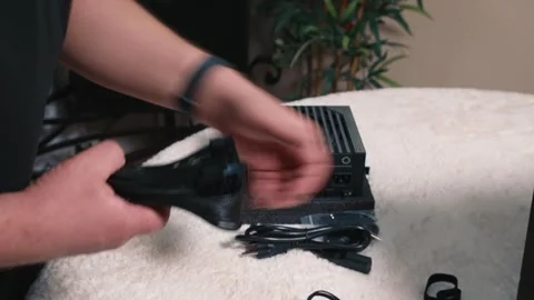 Preparing cable and modular power supply for installation Video stock 325804711