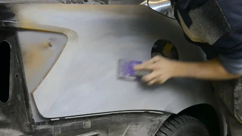 Preparing the car for painting Stock Footage 93177029