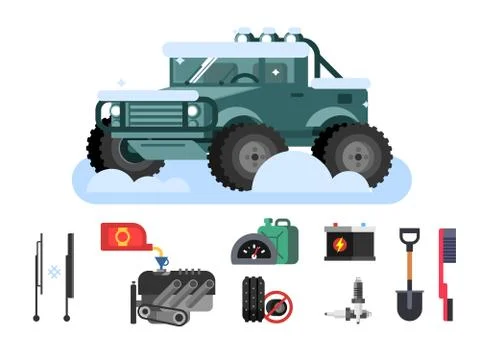 Preparing car to winter Stock Illustration