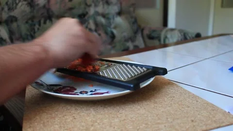 Preparing a carrot for cooking Video stock 317236262