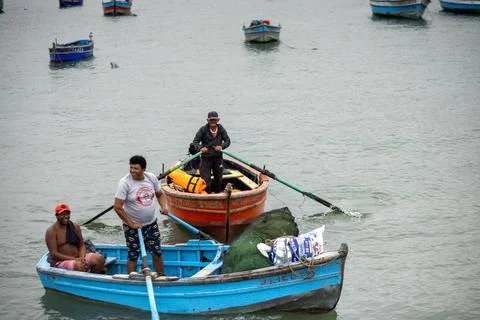 Preparing for the Catch in Lima's Port Stock Photos