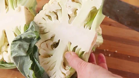Preparing cauliflower Stock Footage 79225291