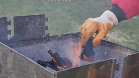 Preparing Charcoal to Grill Stock Footage 171686676