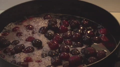 Preparing cherry compote Stock Footage 144959988