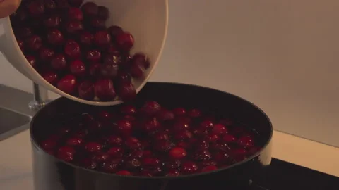 Preparing cherry compote Stock Footage 145777160