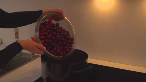 Preparing cherry compote Video stock 145777858