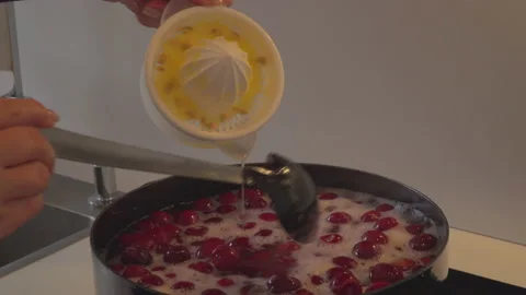 Preparing cherry compote Stock Footage 145779249