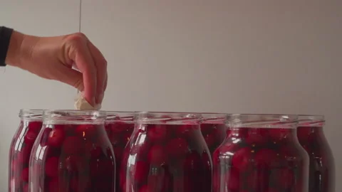 Preparing cherry compote Stock Footage 145780856