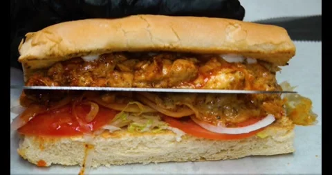 Preparing chicken sandwich Stock Footage 295906199