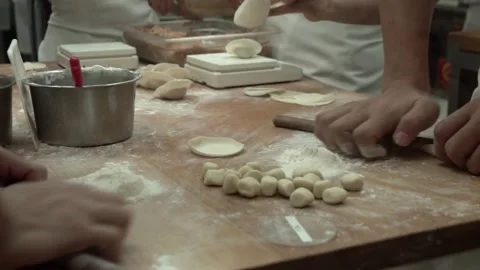 Preparing Chinese food by hand on table, cooking in Chinese kitchen. Video stock 266785272