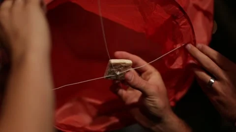 Preparing Chinese Lantern Stock Footage 65637518