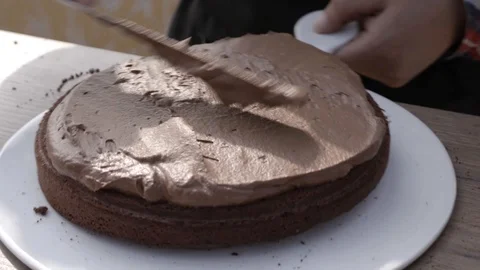 Preparing chololate cake Stock Footage 93730867