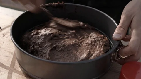 Preparing chololate cake Stock Footage 93730896