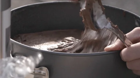 Preparing chololate cake Stock Footage 93730994