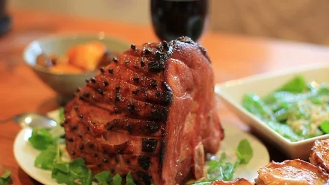 Preparing Christmas Ham Stock Footage 120679211