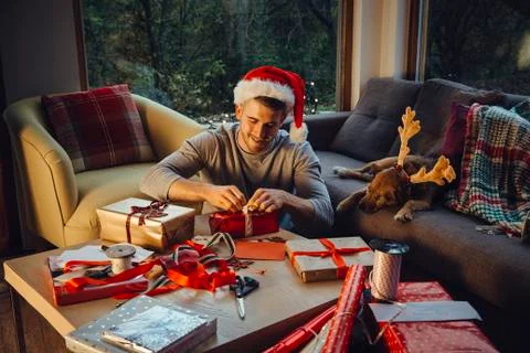 Preparing for Christmas Stockfoto's