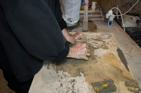 Preparing the clay Stock Photos