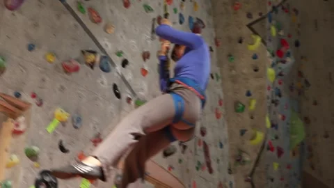 Preparing for a climbing competition. Stock Footage 339287729