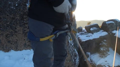 Preparing climbing equipment Stock Footage 83673056
