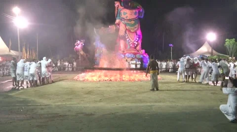 Preparing Coals for Firewalking Video stock 58090683