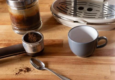 Preparing coffee with a coffee maker 写真素材