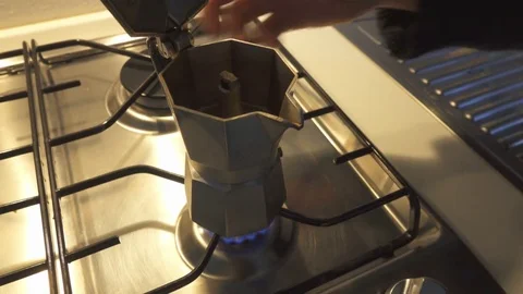 Preparing Coffee, High Angle Stockbeeldmateriaal 72083138