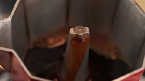 Preparing coffee in Mokka Geyser Stock Footage 138982396