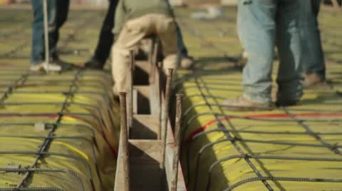 Preparing  concrete forms Stock Footage 21557535