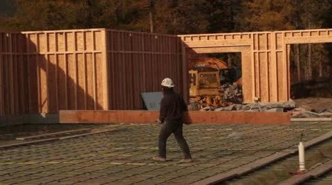 Preparing  concrete forms Stock Footage 21558556