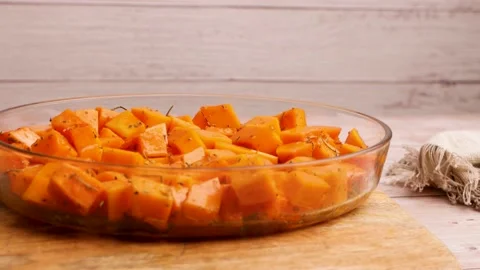 Preparing to cook baked pumpkin. 5 Stock Footage 219346608
