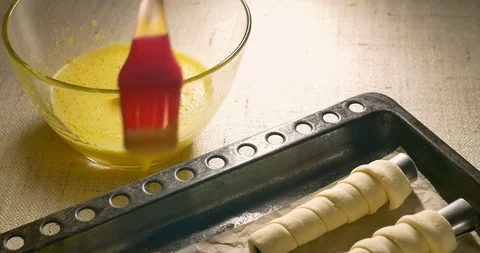 Preparing cookies for baking. Woman working in the kitchen. Hands close-up Stock Footage 98273659