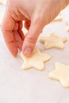 Preparing cookies pastry culinary baker hand dough Stock Photos