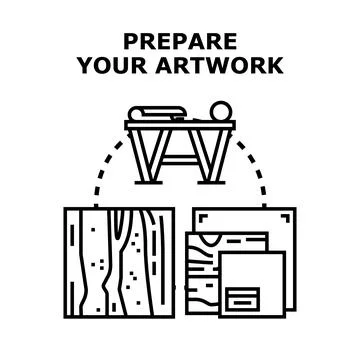 Preparing creative artwork and craft materials concept Stock Illustration