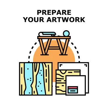 Preparing creative artwork and craft materials concept Stock Illustration