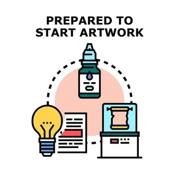 Preparing creative artwork concept developing process beginning Illustrazione stock